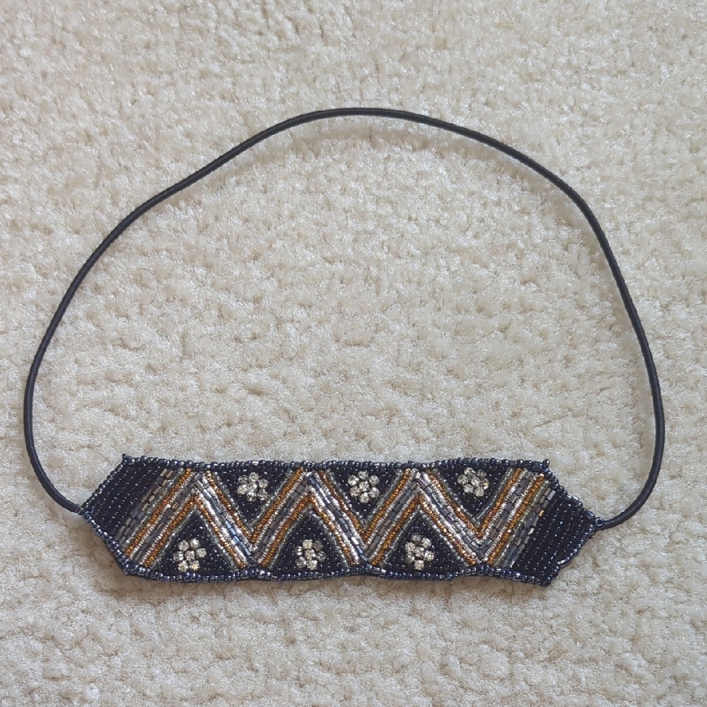 Elegant Beaded Chevron Headband